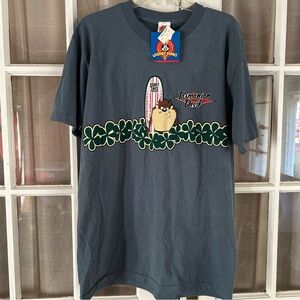 VTG Warner Bros. Looney Tunes Slate Blue T-Shirt Tasmanian Devil Surf Board NWT